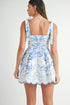 TROPICAL MINI WHITE BLUE DRESS